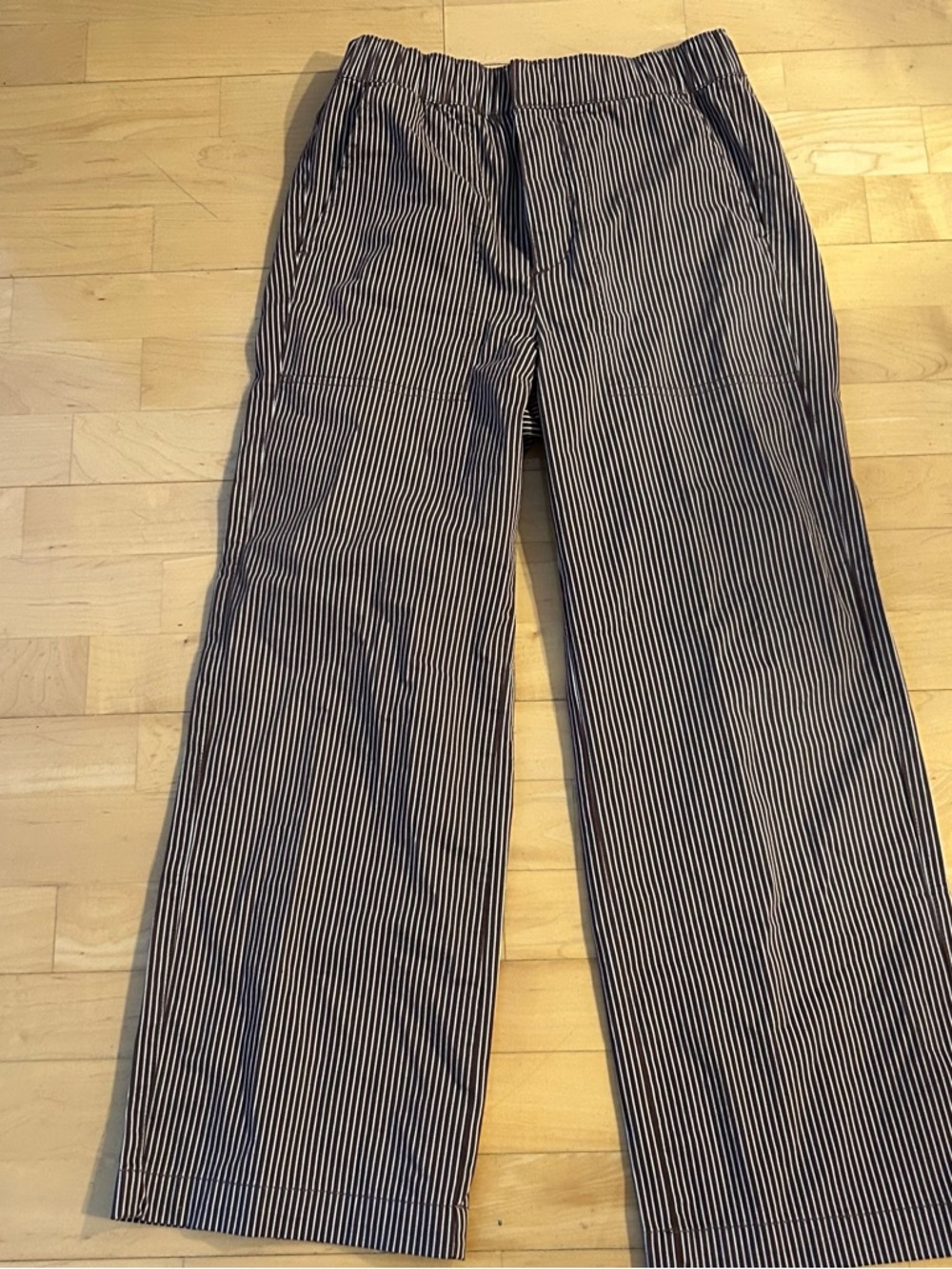 GAP women’s  Brown and White Striped Wide-Leg Pants